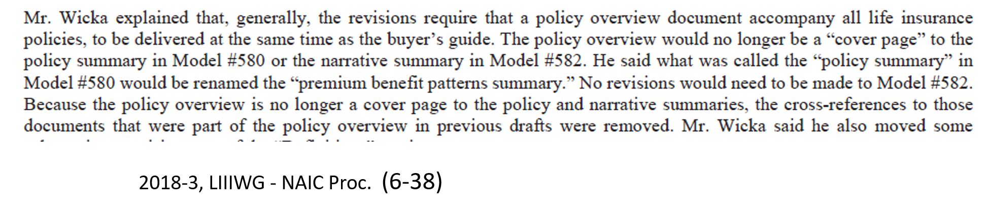 2018-3, LIIIWG - NAIC Proc. (6-38) policy summary no longer Cover Page